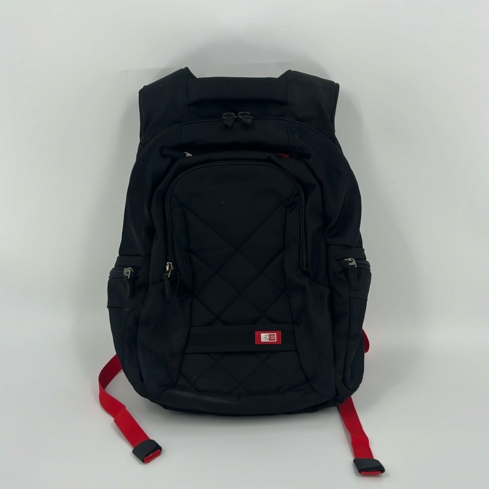 CASELOGIC Laptop Backpack Black with Red straps EUC